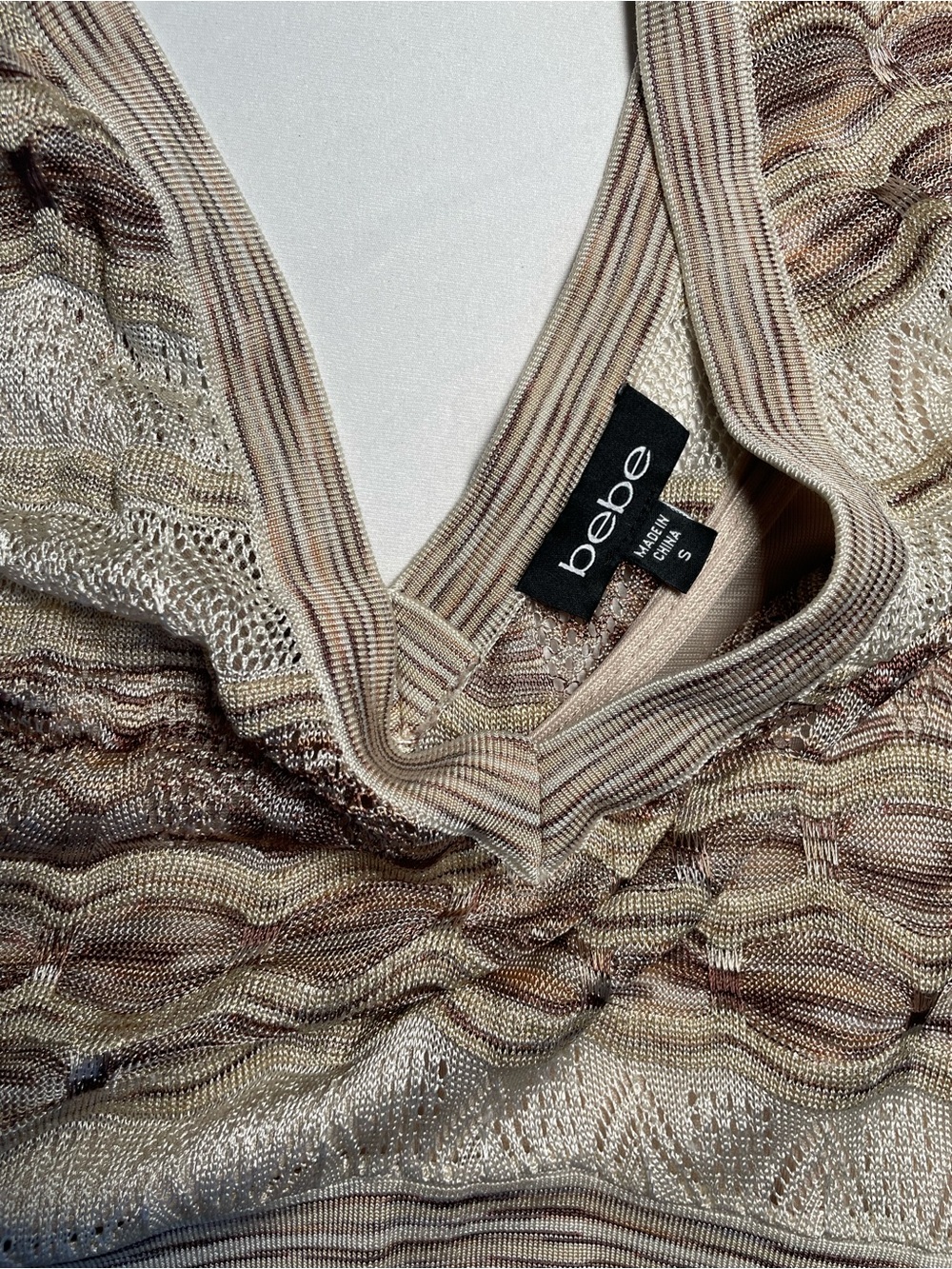 Y2K Bebe Knit V Neck Maxi Dress With Adjustable Strap Liner Size Small - Picture 4 of 8